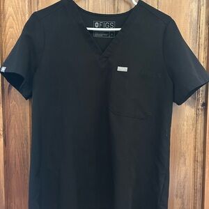 FIGS Black V-Neck Scrub Top